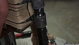 This ebony hottie ends up tied tight in bondage drooling all over from the rough slave play