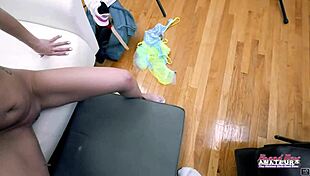 Sexy brunette Mercedez grabs that big cock sucking riding it hard till she swallows every drop