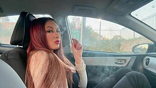 Italian Long Hair Milf Sexy Smoking Fetish Car Session