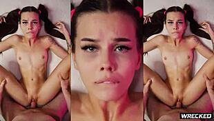 Rough Doggystyle Pounding Turns Teen Cumdumpster Into Dripping Mess!