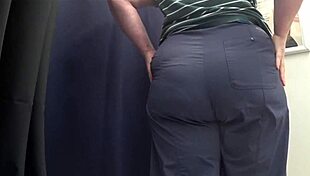 damn that huge ass milf in tight white panties squeezes into leggings for secret voyeur show