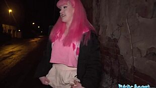 public agent unlocks chastity belt and creampies her soaked pussy outdoors