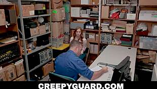 Creepyguard catches big ass skylar snow and makes her kneel to suck lp officer's cock in garage