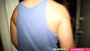 Skinny Brunette Tied Up for Intense Australian Threesome Pounding