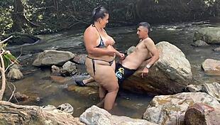 Whoa 😍 risky rio sex with her bent over dripping wet pussy getting monster cock pounded hard!