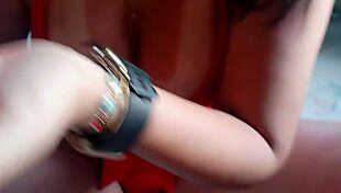 I'm giving my husband's friend a hot footjob massage while masturbating my latina milf tits