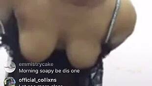 Horny Black African Girl Plays with Nipples and Big Tits