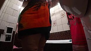 oh man spying on that fat russian milf's big ass shower feels wrong but hot