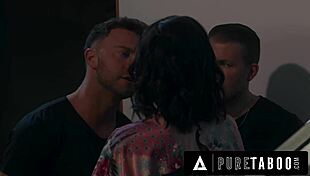 desperate charlotte sins drilled in rough mmf threesome creampie after getting caught