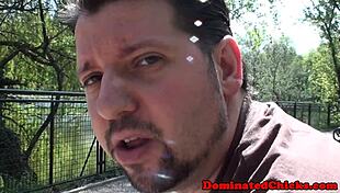 Bound Teen Gags Deep on Dom's Rough Cock!