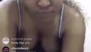 Horny Black African Girl Plays with Nipples and Big Tits