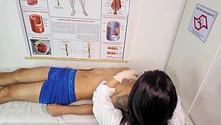 Naughty Nurse Strokes Patient's Rock-Hard Monster Cock to Explosive Release?