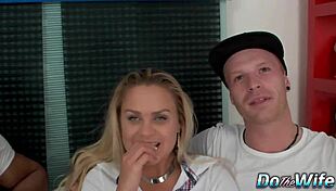 Blonde wife Barra Brass gets her ass fucked and creampied by a stranger while hubby watches