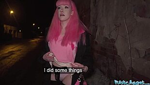 public agent unlocks chastity belt and creampies her soaked pussy outdoors