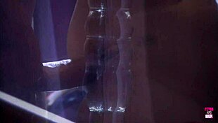 This bald guy screws my small titted brunette pussy cowgirl in retro stockings and heels