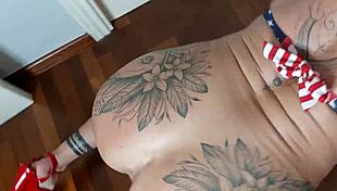 brutal deepthroat gags muscular milf before assfucking her big clit and squirting tattooed body