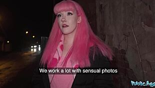 public agent unlocks chastity belt and creampies her soaked pussy outdoors