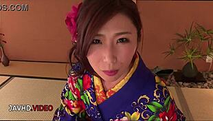 seductive milf ayumi shinoda in kimono gives passionate bj fingering more