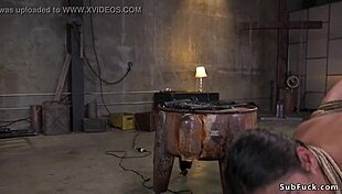 This ebony hottie ends up tied tight in bondage drooling all over from the rough slave play