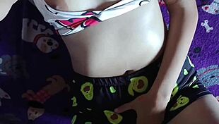 Submissive 18+ Latina Bunny Begs for More Cock on Bed