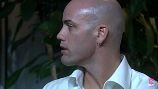 This bald guy screws my small titted brunette pussy cowgirl in retro stockings and heels