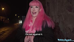 public agent unlocks chastity belt and creampies her soaked pussy outdoors