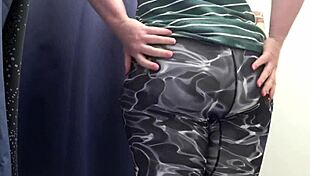 damn that huge ass milf in tight white panties squeezes into leggings for secret voyeur show