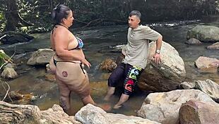 Whoa 😍 risky rio sex with her bent over dripping wet pussy getting monster cock pounded hard!