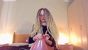 custom balloon fun with curvy mommy showing off her big tits