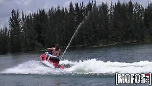 damn this hot threesome on the seadoo has me sucking cock outdoors in pov