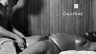 hey watch this homemade wife thong massage turn into shaved pussy play