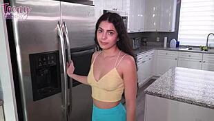 18 Stepdaughter Angel Gostosa Bends Thick Ass Over for Stepdad Creampie Doggystyle