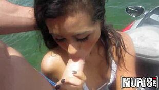 damn this hot threesome on the seadoo has me sucking cock outdoors in pov