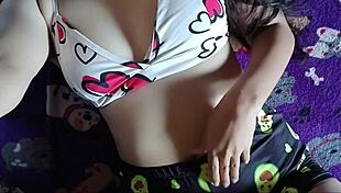 Submissive 18+ Latina Bunny Begs for More Cock on Bed