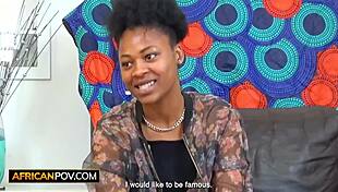 amateur ebony babe's fat ass pounded doggystyle rough at outdoor casting