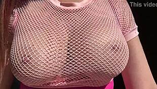 Italian milf's big natural tits bounce outdoors in slow mo closeup fetish