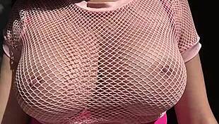 Italian milf's big natural tits bounce outdoors in slow mo closeup fetish