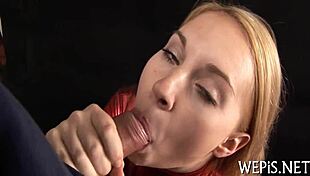 Legal teen pisses on desk during sloppy cock sucking