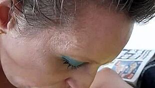 yo german milf prostitute sandra drops to knees for sloppy deepthroat blowjob action