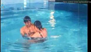 hey unmarried indian couple heats up poolside with big tits play