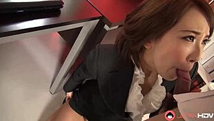 aya kisaki blows colleague dick in office