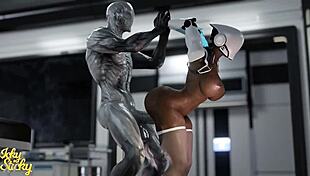 Huge-Ass Robot Takes Hung Alien's Massive Thrusts Part 3