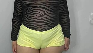 sexy colombian chubby milf madrastra flaunts huge ass pussy lips in wet thong cameltoe