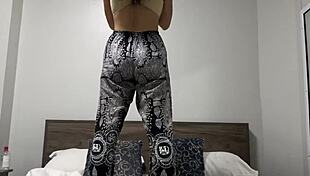 Curvy teen's fine ass sways in pov workout thong tease