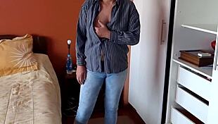 You see this mature Latina fingering her pussy watching them cum right there?