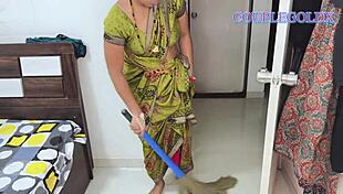 Komal's maid devours owner's pussy in lesbian frenzy