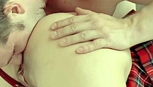 brunette rims ass masturbates then delivers incredible deepthroat blowjob on big cock