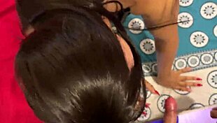 Whoa, catching my stepmom watching porn on bed and making her suck cock to cool her heat!