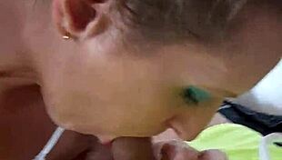 yo german milf prostitute sandra drops to knees for sloppy deepthroat blowjob action