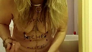 slave self-bonds with belt licks filthy toilet